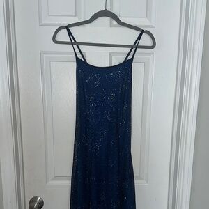 Sparkling Blue Spaghetti Strap Dress